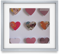 Hearts: Individually crafted hearts, carefully mounted to create a unique piece of art for a loved one or a little treat for you.