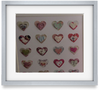 Hearts: Individually crafted hearts, carefully mounted to create a unique piece of art for a loved one or a little treat for you.