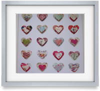 Hearts: Individually crafted hearts, carefully mounted to create a unique piece of art for a loved one or a little treat for you.