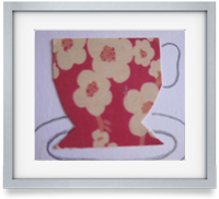 Time for Tea: Dinky cups carefully arranged with a hand drawn saucer to create a wonderfully bespoke piece of art. Perfect as a gift or a treat for you.